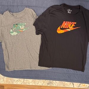 2 Nike camo logo tees